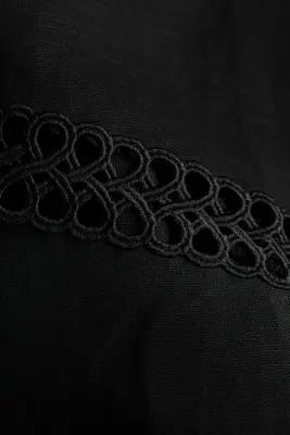 Robe dos nu en lin mélangé - Noir — photo 2