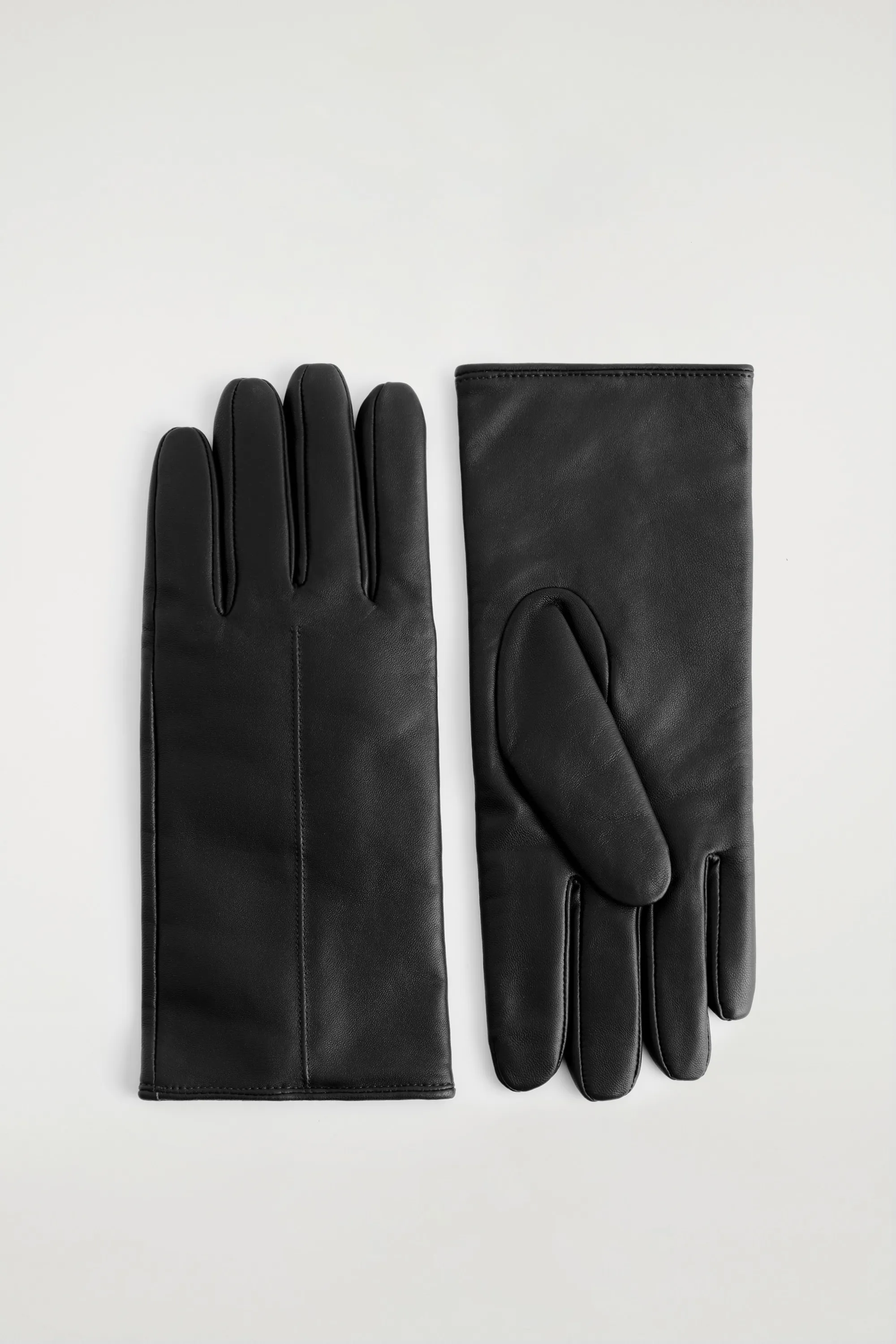 GANTS EN CUIR DOUBLÉS DE CACHEMIRE ET DE LAINE - NOIR
