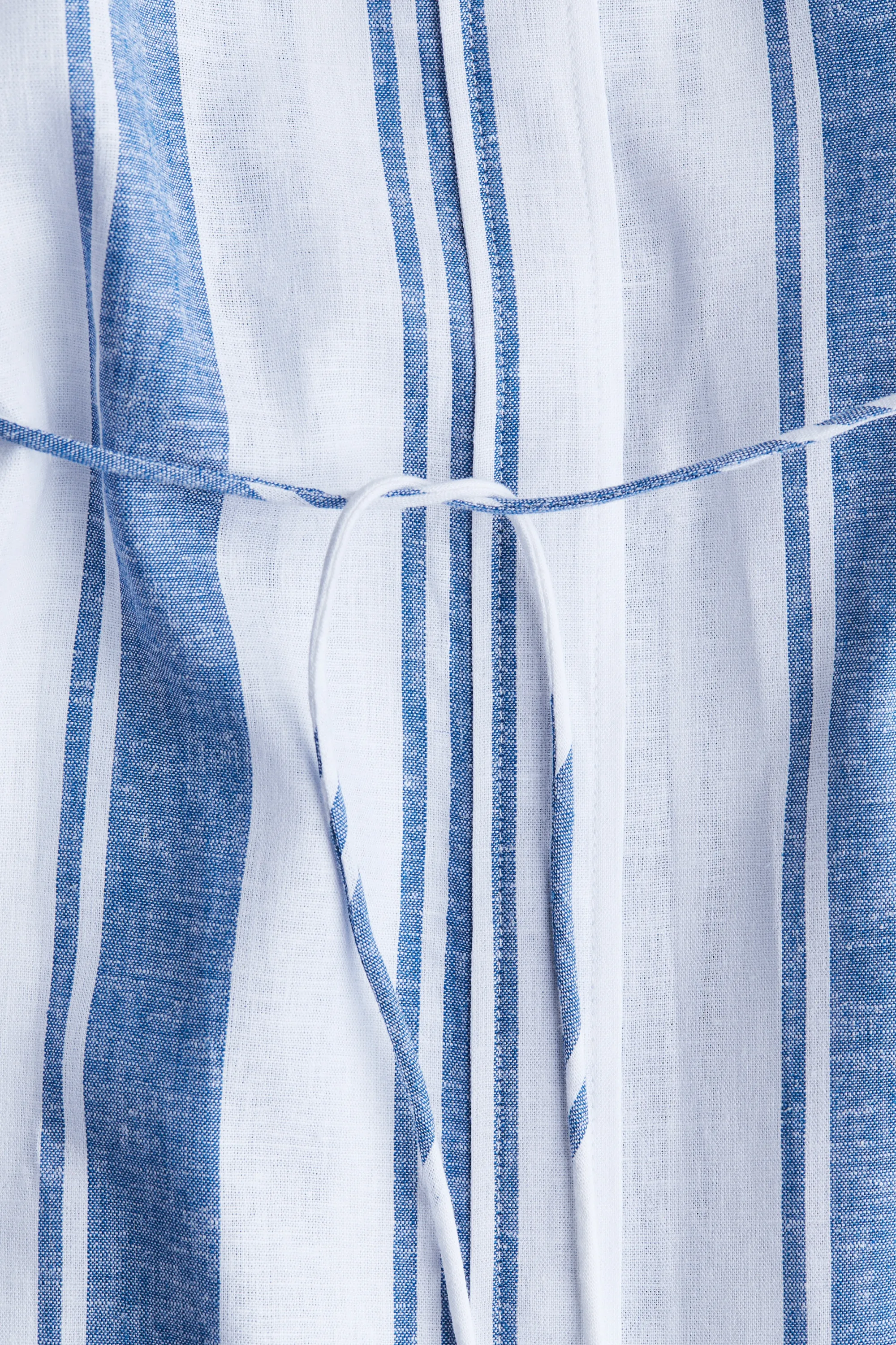 Robe en lin mélangé - Blanc/rayures bleues