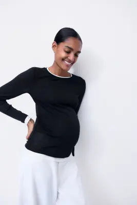 MAMA Layered-look jersey top - Noir — photo 1