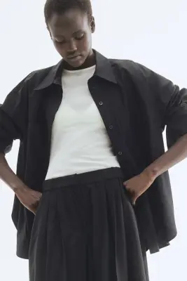 Jupe-culotte à pinces - Noir — photo 1
