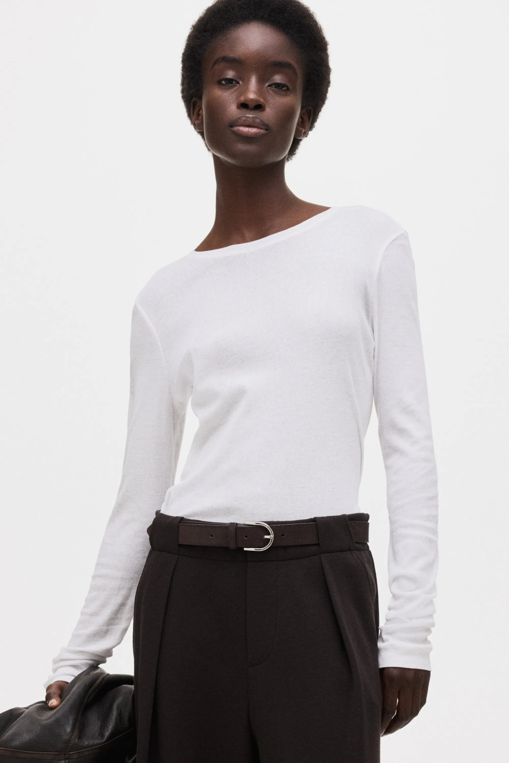 Pantalon en jersey romanite avec ceinture - Marron foncé