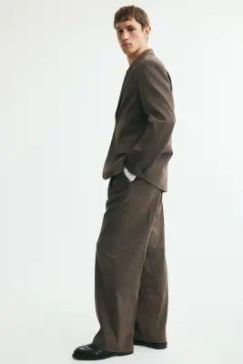 Pantalon de costume Loose Fit - Marron foncé/carreaux — photo 4