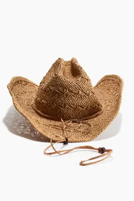 Chapeau de cow-boy en paille - Beige — photo 2
