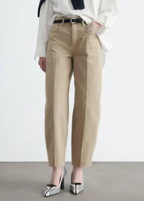Jean barrel arrivant aux chevilles - Beige — photo 2