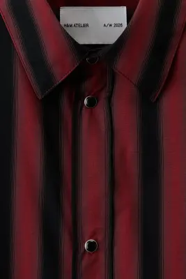 Chemise Regular Fit en coton pima - Rouge foncé/rayé — photo 5