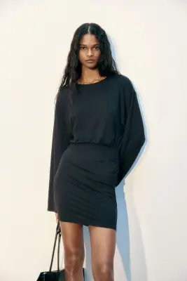 Robe à manches longues en jersey - Noir — photo 1