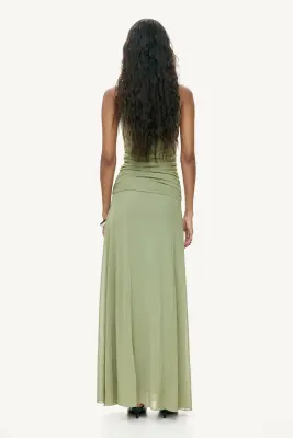 Robe froncée en mesh - Vert kaki — photo 3