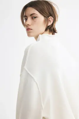 Pull oversize en laine mélangée - Crème — photo 3