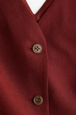 Gilet sans manches en lin mélangé - Rouge foncé — photo 2