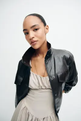 Robe en twill froncée - Taupe ancien — photo 2