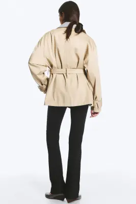 Trench-coat réversible à double boutonnage - Beige & Light Grey — photo 5