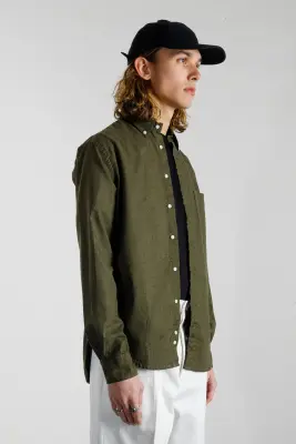 Chemise en flanelle - Olive — photo 4