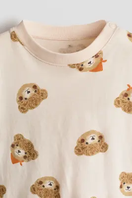 Lot de 5 T-shirts en coton - Bleu foncé/nounours — photo 2