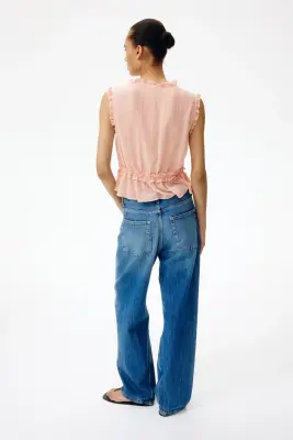Top volanté en lyocell - Rose pêche — photo 3