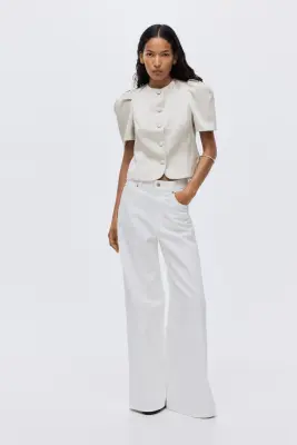 Blouse à manches bouffantes - Grège clair — photo 2