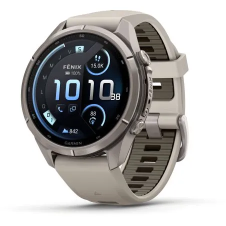 Garmin Fenix 9 Pro InReach amoled 43mm Sapphire Titane bracelet gris cendré/grès foncé 010-04335-81