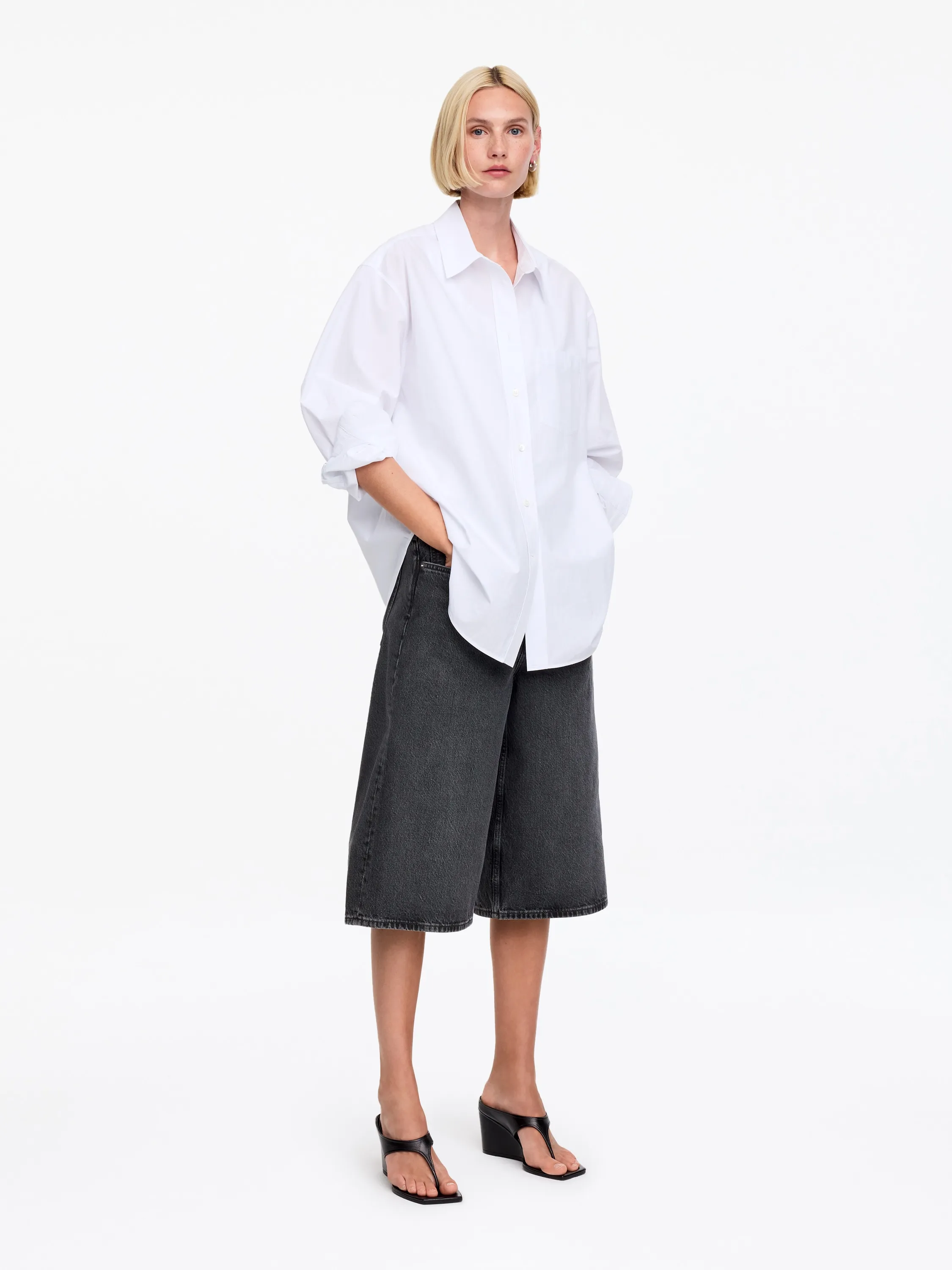 Short long en jean - Noir