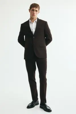 Veste Slim Fit à fermeture droite - Marron foncé — photo 1