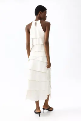 Jupe midi à étages - Ivoire — photo 2