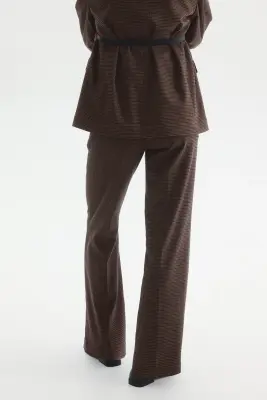 MAMA Pantalon bootcut - Marron/motif pied-de-poule — photo 2