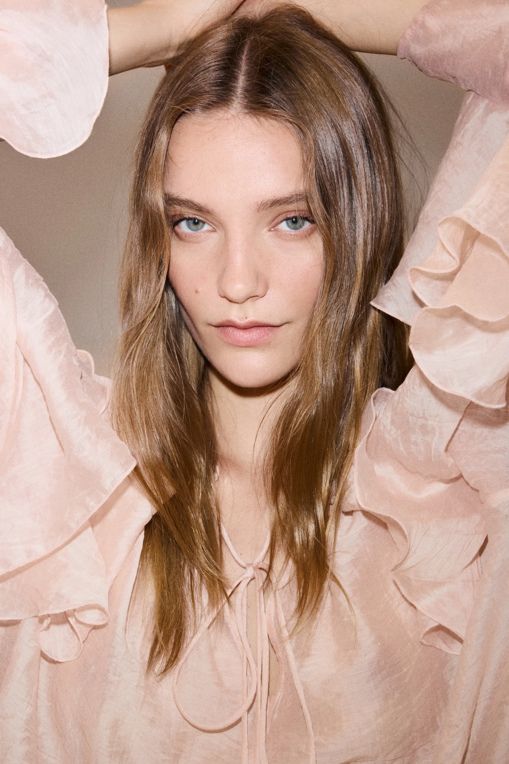 Blouse volantée - Rose clair