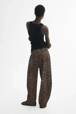 Pantalon barrel avec plis - Marron/imprimé léopard — photo 3
