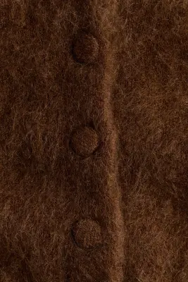 Gilet à épaulettes en mohair mélangé - Marron ancien — photo 4