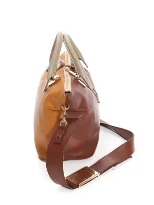 Sac à main BAYLEE à bandoulière en cuir camel et rouge bordeaux prix boutique 1500€ — photo 4