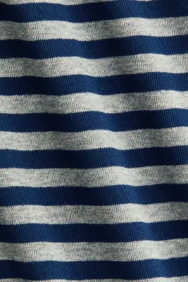 Boat-neck cotton top - Bleu foncé/rayé — photo 4