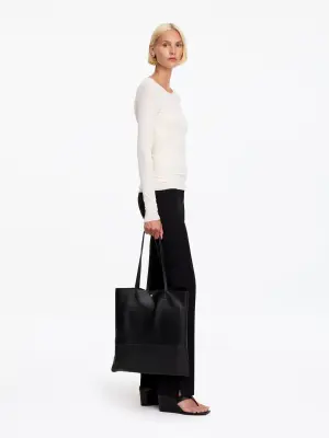 Sac fourre-tout en cuir - Noir — photo 1