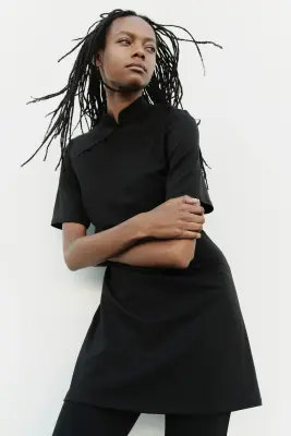 Robe à effet drapé avec détail boutonné - Noir — photo 1