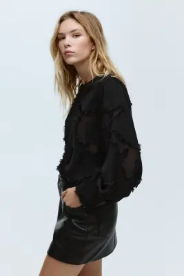 Blouse en tissu jacquard - Noir — photo 3