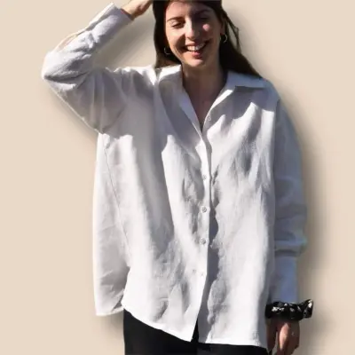 Chemisier Zusie en lin Blanc — photo 2