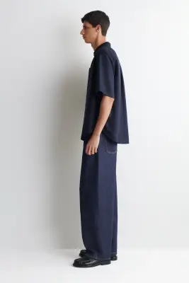 CHEMISE POPOVER OVERSIZE - BLEU MARINE — photo 1