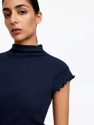 T-shirt à col roulé - Bleu foncé — photo 3