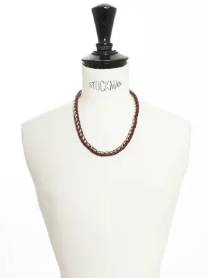 Collier chaîne argent tressée de cuir prune Prix boutique 500€ — photo 4