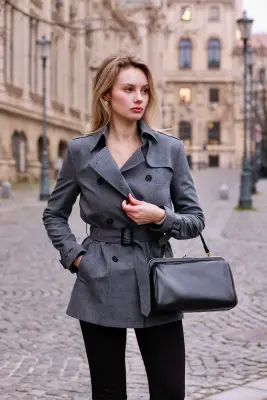 Leanne Short Trench Coat - Grey — photo 2