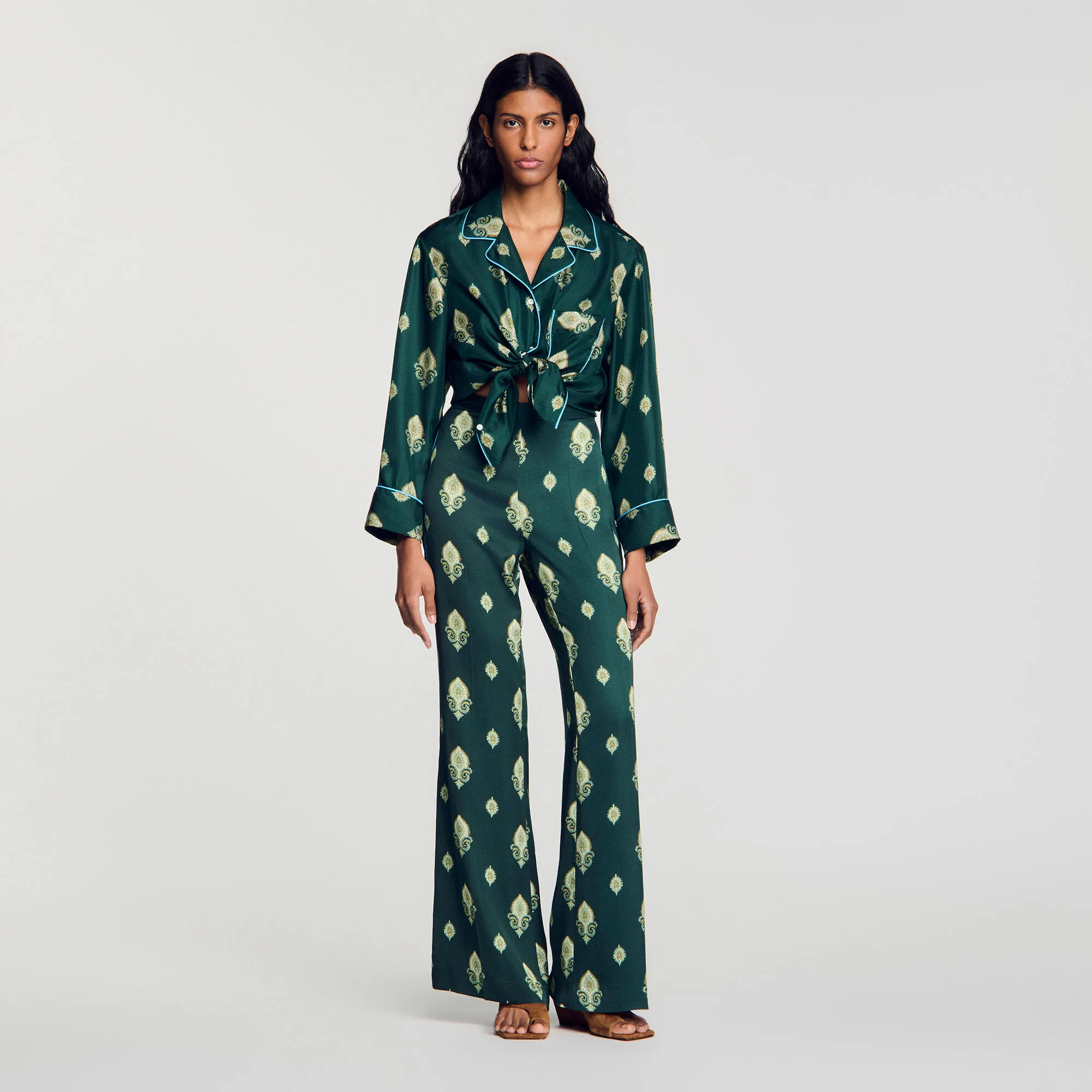 Pantalon fluide à imprimé Paisley