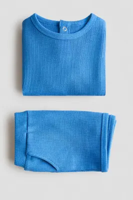 Ensemble 2 pièces en coton gaufré - Bleu — photo 2