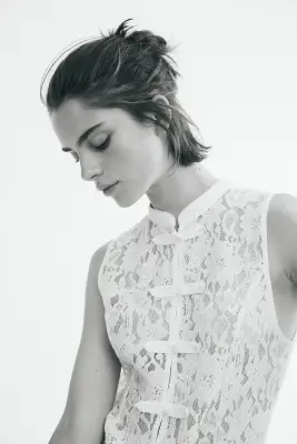Gilet sans manches en dentelle - Blanc — photo 2