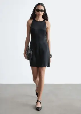 Robe courte en satin - Noir — photo 2