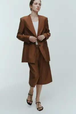 Blazer sans revers - Marron — photo 2