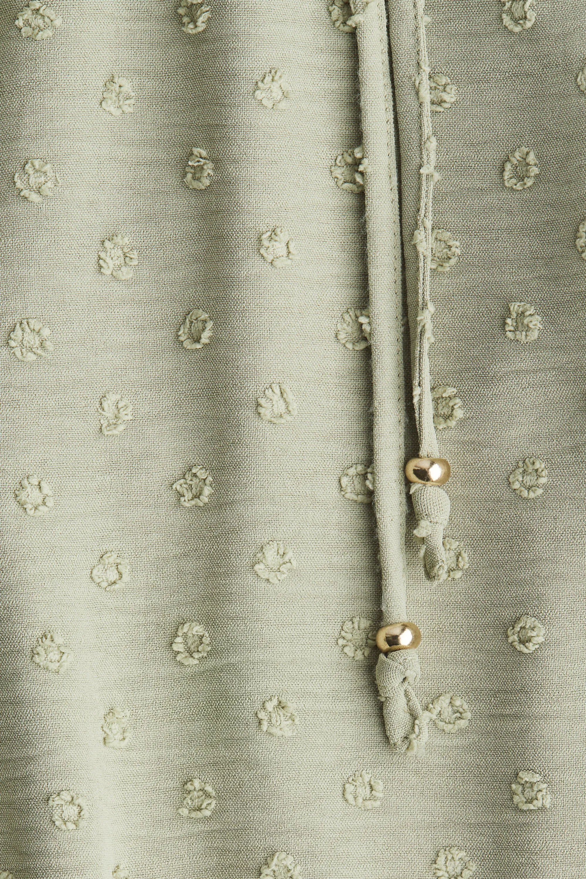 Pantalon en plumetis avec cordon de serrage - Vert kaki clair