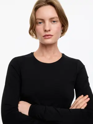 T-shirt slim à manches longues - Noir — photo 4