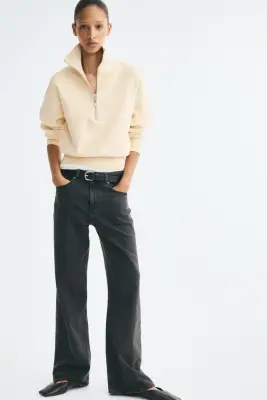 Pull en maille fine avec col zippé - Jaune clair — photo 2