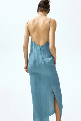 Robe en crêpe avec dos décolleté - Turquoise — photo 2
