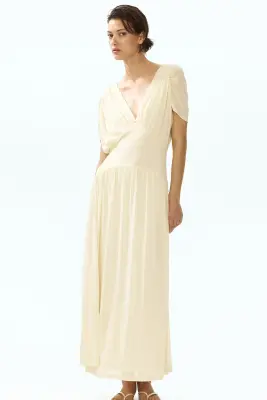 Robe midi en jersey vaporeux - Jaune — photo 1