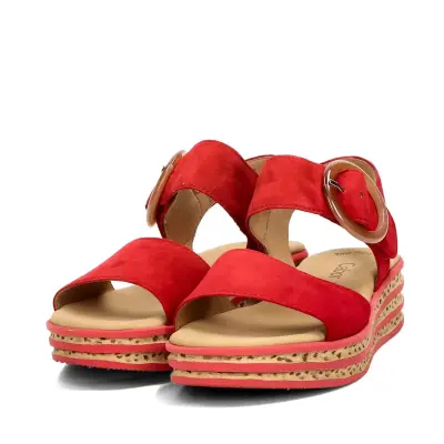 Sandales Gabor 64.550.15 Rouge - Cuir Bout Ouvert Velcro Grande Pointure Femme — photo 4
