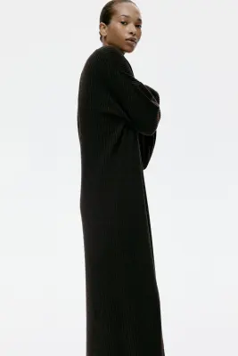Robe en maille côtelée - Marron foncé — photo 3
